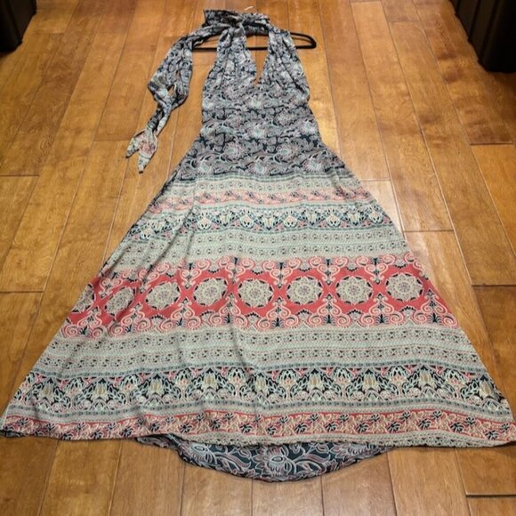 Karma Highway Womens Maxi Halter Dress Size *S Light Flowy Boho Hippie Festival - Picture 13 of 16